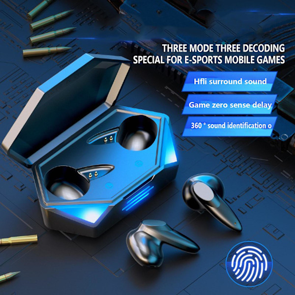 True Wireless Earbuds Bluetooth 5.2 Hörlurar, Hörlurar för Sport, 5H med 400mAh Laddningsfodral, Stereo Ljudkontroll In-Ear Headset med Mikrofon