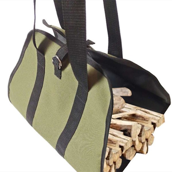 Mimigo 600d Oxford-stoff Bæreveske for Ved, Vannbestandig Vedsekk Bæreveske for Ved Med Håndtak for Campingtur (101X47CM, GRØNN)