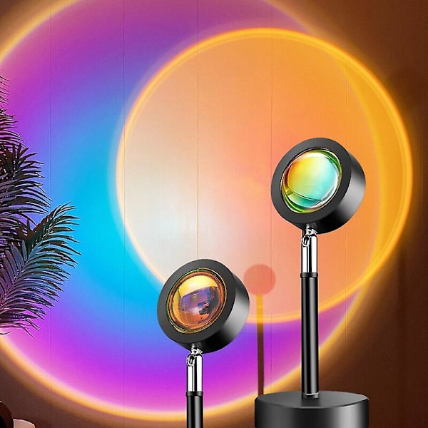 Solnedgangsglød USB-bar nattelys moderne gulvlampe farverig solnedgangsprojektionslampe atmosfære kaffebar seng baggrundsvæg（Sun-10w）