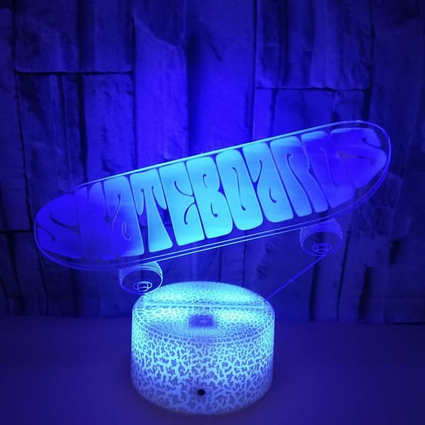 3D Optisk Illusion Skateboard Sensor Natlampe