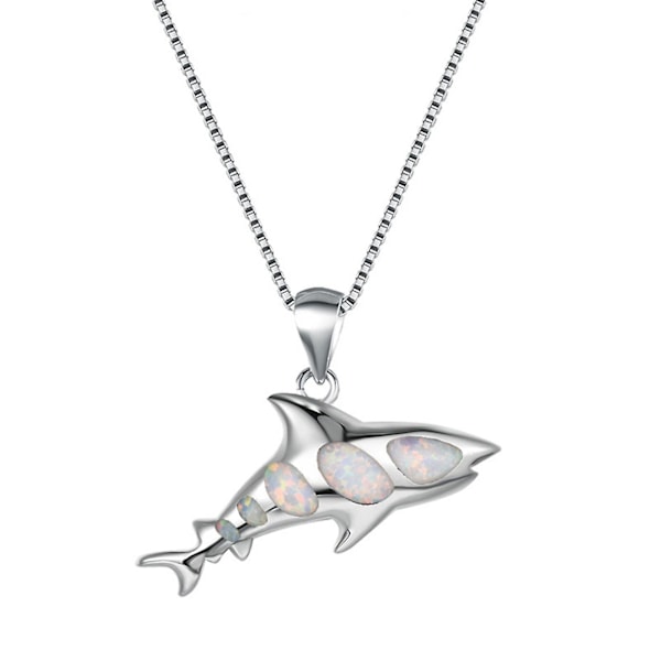 Red en haj halskæde haj formet halskæde platin halskæde til pige kvinder（hvid）