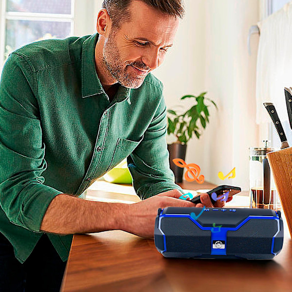 Trådlös Bluetooth-högtalare utomhus bärbar plug-in subwoofer ljudsystem (blå)