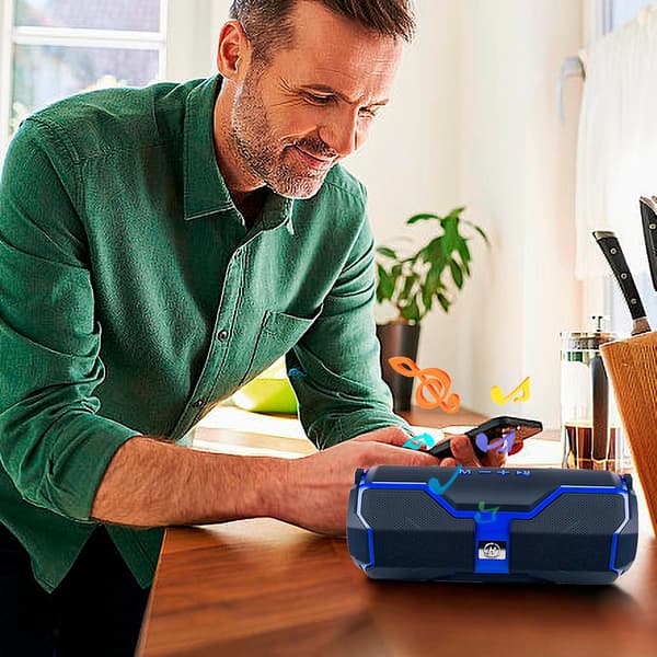 Trådløs Bluetooth-høyttaler utendørs bærbar plug-in subwoofer lydsystem (blå)