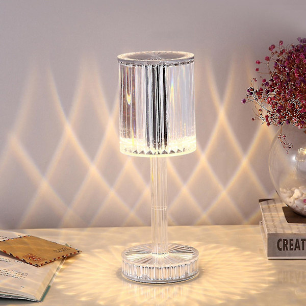 Trådlös kristallbordslampa med touch-kontroll och USB-port