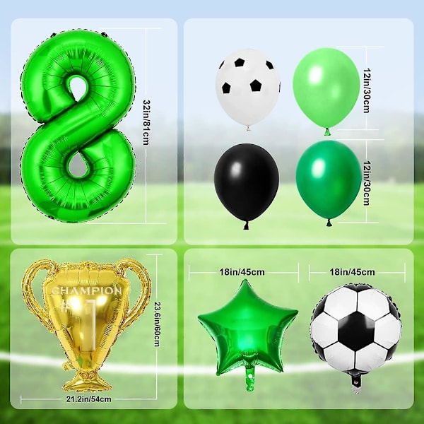 Fotbollsballong 8 år - Folieballonger för pojkars födelsedagsfest