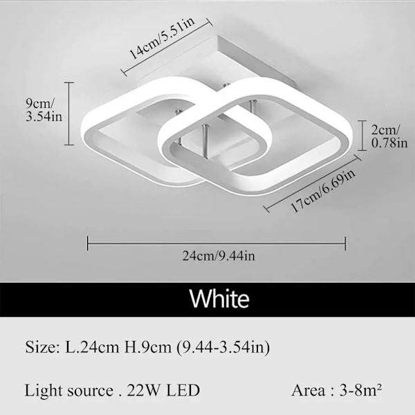 Taklampor LED-taklampa, akryl, fyrkantig, 22W, 2300 lm, 6000K, kallvitt