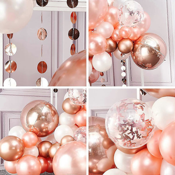 Roséguld Ballonger, 140 st Roséguld Födelsedag Dekorationer, 18 tum Ballonger, 4D Folieballonger, Ballongbåge Kit, Prickar Girlander, Födelsedag Ballonger, Ro