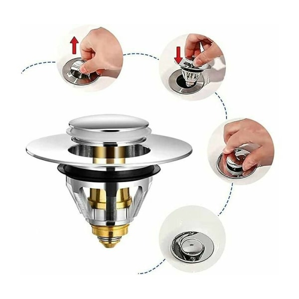 GTA Pop-Up Sink Drain - Universal tukkeutumaton tyhjennyssuodatin, pesualtaan tulppa, kylpyammeen tyhjennystulppa ja venttiili kylpyammeen tulppa keittiön tiskialtaan