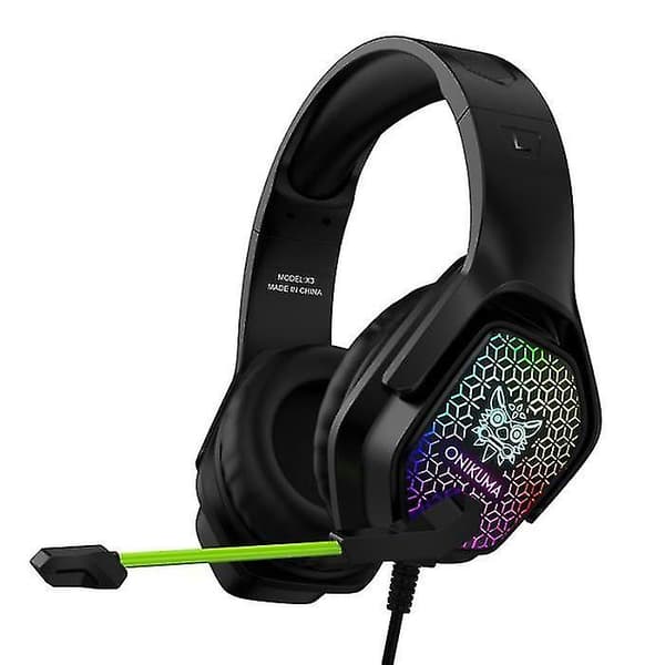 Gaming Headset med mikrofon Støjreduktion Rgb Kablet Hovedtelefon til computer Ps4 Xbox One（SORT）