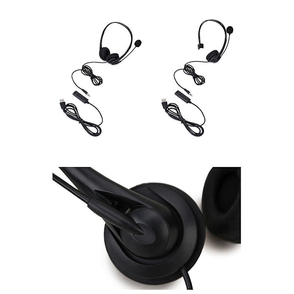 USB-headset med mikrofon, med volumenkontrol, til onlinekonference, onlineundervisning, spil, computerheadset (sort)