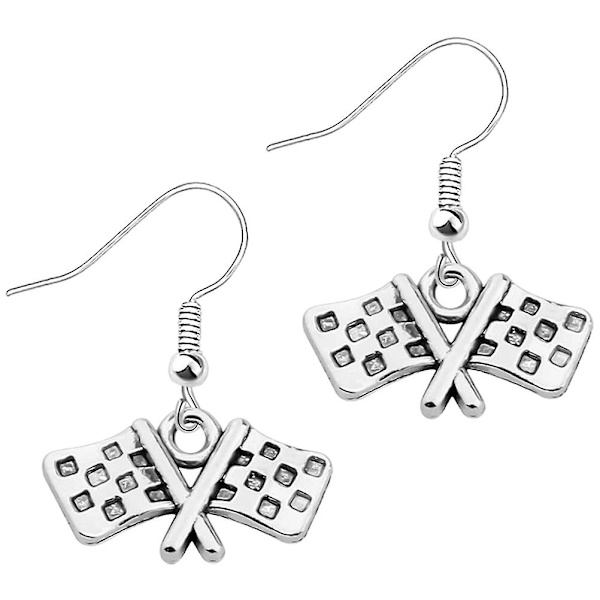 1 par Race Charm örhängen smycken bilracing Charm örhängen racing flag örhängen（2.30X1.30X0.20CM，som visas）