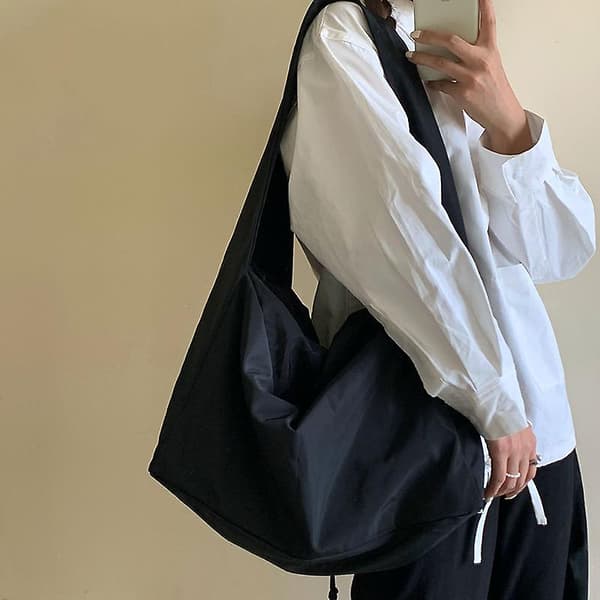 Dame taske Ny Nylon Spand Mode Solid Lynlås Skuldertaske Punge og Håndtasker Luksus Designer Sort Tote Taske