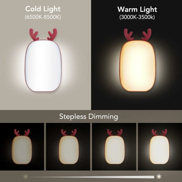 LED-natlys, baby-natlys, LED-sengelampe med følsom berøringskontrol, USB-genopladelig belysning, justerbar lysstyrke, (rød), ladacee