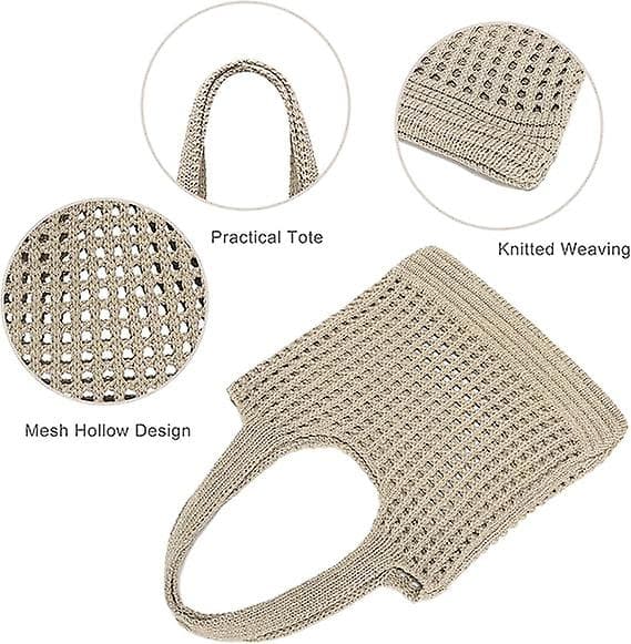 Virkad Tote Bag Estetisk Mesh Strandväska För Kvinnor