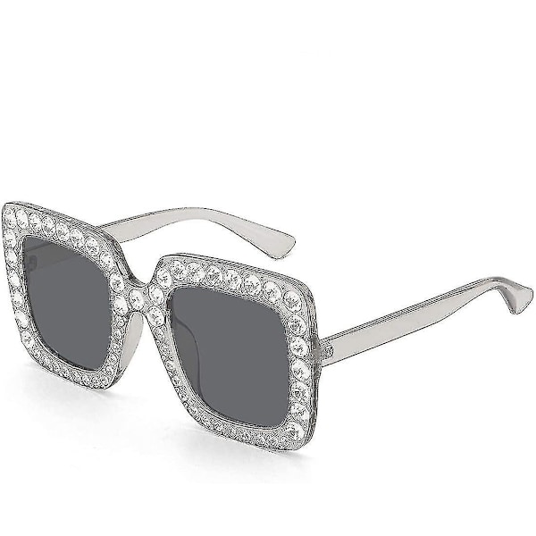 Rol Girl Elton Square Rhinestone Solglasögon Överdimensionerade Diamant Bling Bling Glasögon