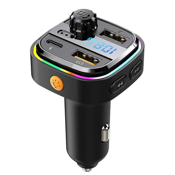 Bluetooth 5.0 FM-sender, håndfri bilradiomodulator, MP3-spiller med USB + Type-C ladeadapter til bil