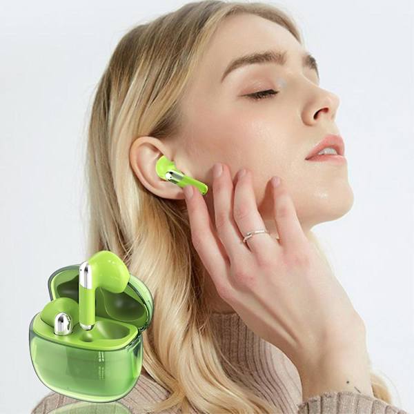 Läpikuultava runko langattomat Bluetooth-kuulokkeet pitkäkestoiseen jatkamiseen, urheiluun, juoksuun, älykkäisiin puheluihin, melunvaimennukseen, stereopelikuulokkeisiin