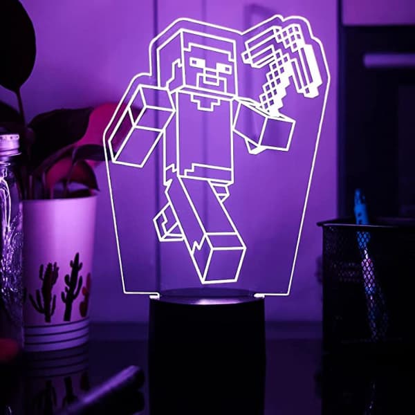 3D Natlampe 16 Farve Illusion Bordlampe med R