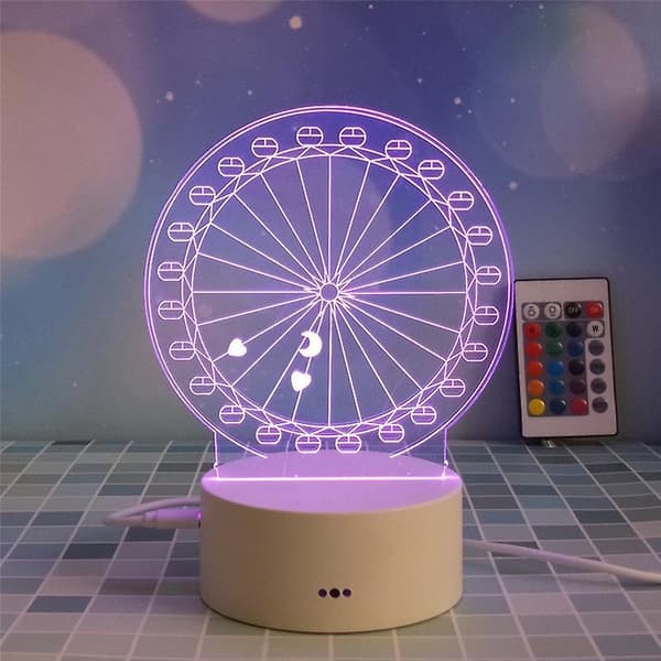 3D nattlampa sänglampa touch switch（33，Som bilden）