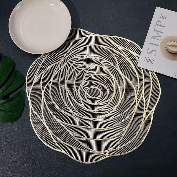 Sæt med 6 vaskbare PVC-placider, runde vinyl, jul, bryllup, middag, restaurant, hotel, 6 stk. Cisea