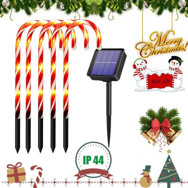 - HUOLE - Pakke med 10 - Juledekorasjonslys til gangstier, 53cm, ABS+PE+Solcellepanel