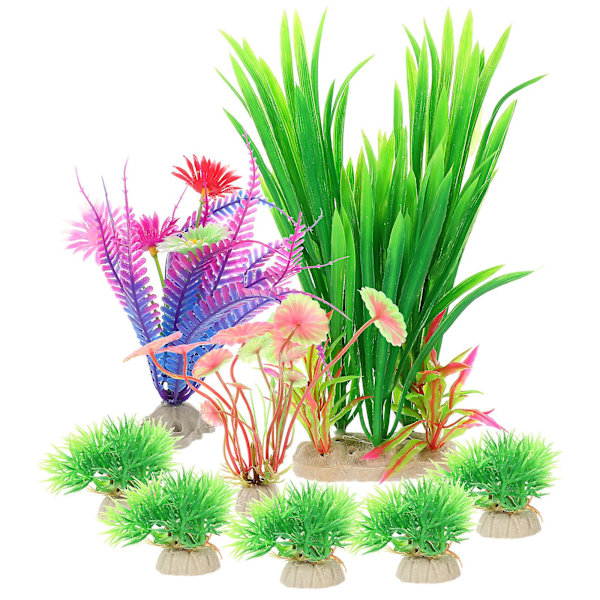 8 stk. Akvarie Landskabsplanter Fisketank Dekoration Kunstig Vandgræs Ornament Vandplanter（22.00X8.20X4.70CM，Som Vist）