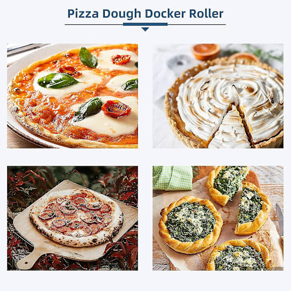Pizzadej Docker Rullepinne Pastrydej Værktøj, Rustfrit Stål Håndtag Rullepinne Puncher Til Kage Tærte Cookies Brød Pastry Bagemadlavning Værktøj