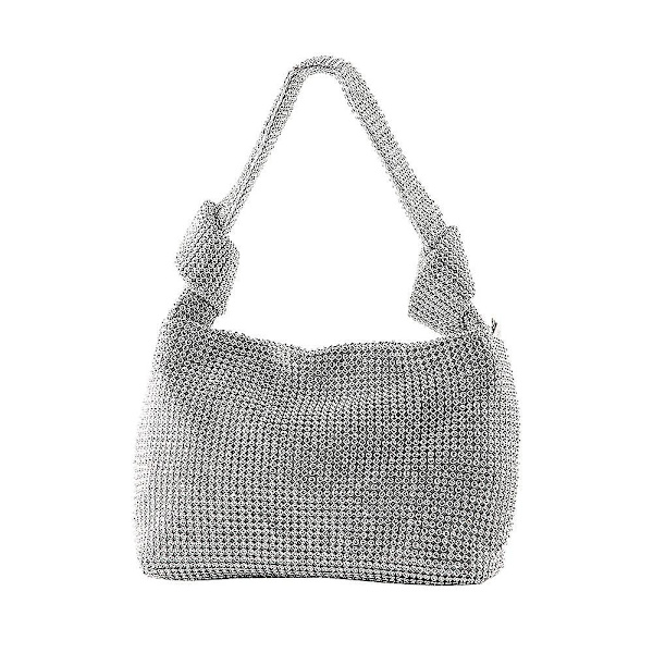 Kvinnors aftonväska silver kristall axelväska dam handväska hög lyx designer väska full av diamanter（silver）
