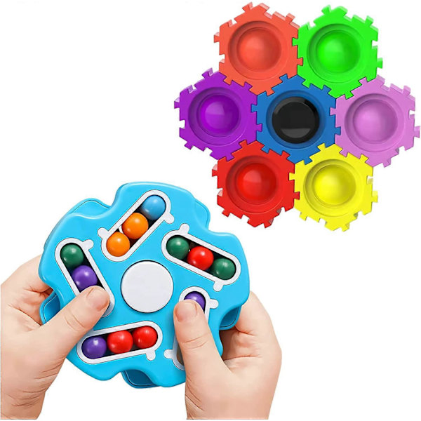 Roterande Magiska Bönor Fidget Leksaker Fidget Block och Fidget Spinner, Stressavlastande Leksaker, Kreativa Avkopplingspussel Leksaker för Pojkar Flickor Tonåringar & Vuxna
