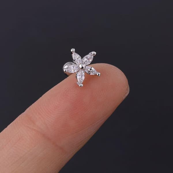 Mini Populære Farverige Zirkon Daisy Blomster Øreringe Rustfrit Stål（6）