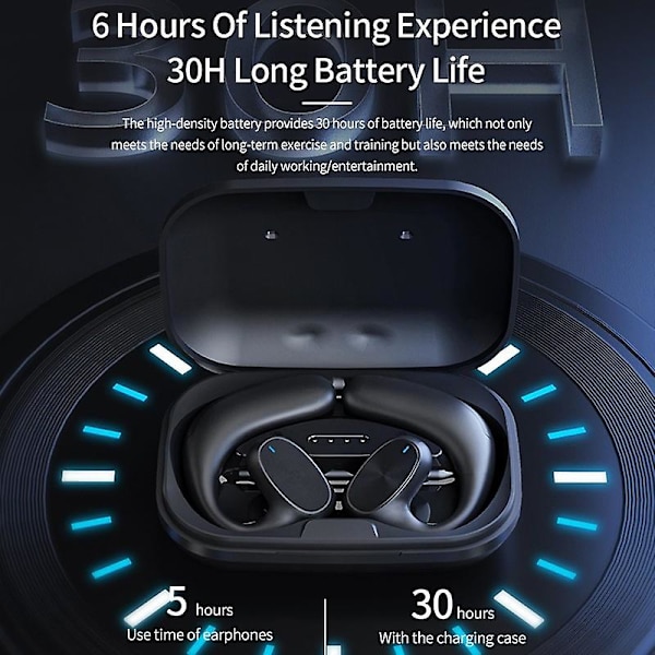Tws Wilreless Bluetooth-øretelefoner Open-ear-hovedtelefoner Støjreducerende Bluetooth-håndfri-øretelefoner Ørekrog-headset Touch Control-øretelefoner med opladning