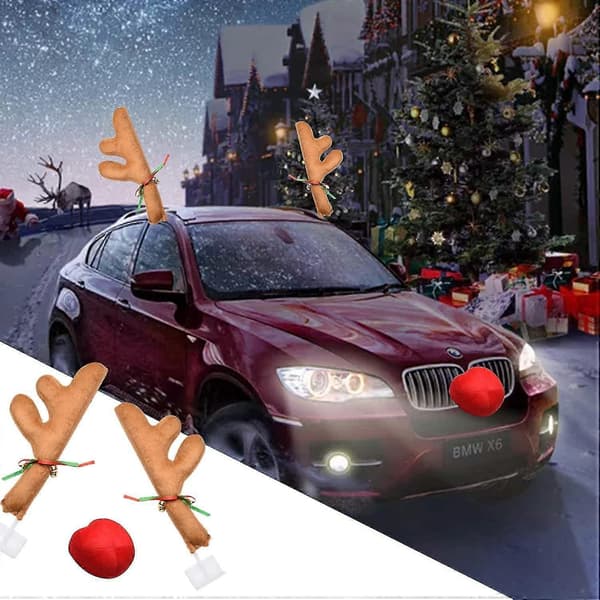 Bilstammar för juldekoration, renkostym, bilfigur, festtillbehör