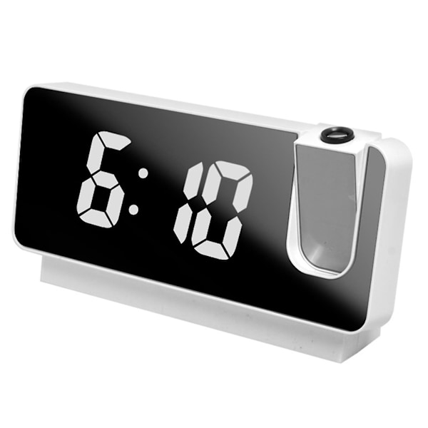 Smart Digital Projection Clock Adjustable Mute Automatic Desktop Led Alarm Clock Electronic Projection Alarm Clock Gift（white）