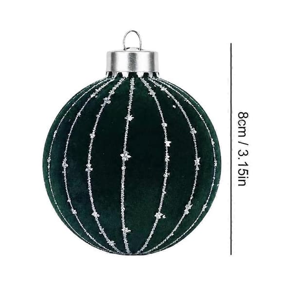 Fløjlsjulekugle - Julepynt i rød, grøn og sølvglimmer, brudsikker Red