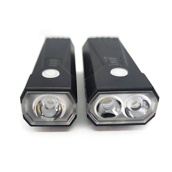 Dww - Dobbel lykt svart sykkel frontlykt T6 dobbel pære høylys hornlampe USB oppladbar multifunksjonell terrengsykkel nattlys