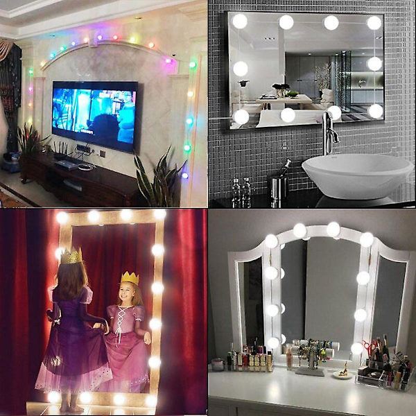 Led Makeup Vanity Mirror Light Kit,makeup Lamp,cosmetic Mirror Light,table Vanity Light,5m,10 Led Bulbs 16 Modes,usb Powered