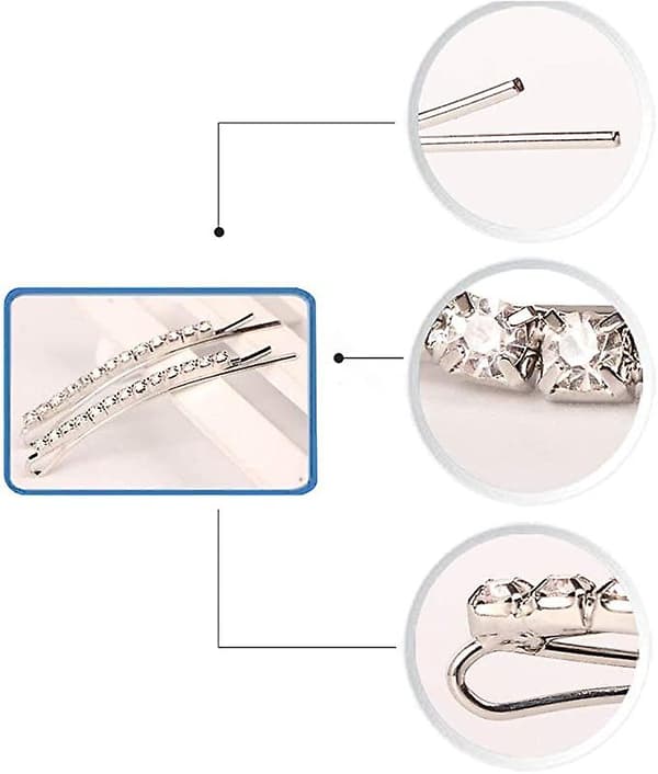 Dww-12 st diamant strass set, silver metall hårklämmor, kristall hårklämmor, passar diamant strass passar för kvinnor