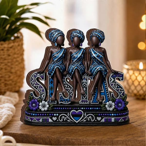 Sisters Träfigur Prydnad Vänskapsgåva Robust 15 cm Stabil A