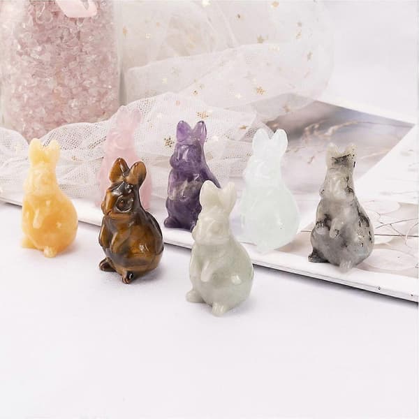 Kristallpåskhare-figur 5 cm handskuren kaninstaty G