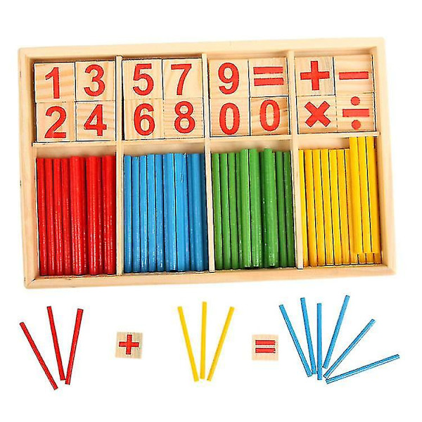 Tellepinne Beregning Matematikk Pedagogisk Leker, Tretallkort Og Tellepinner Boks