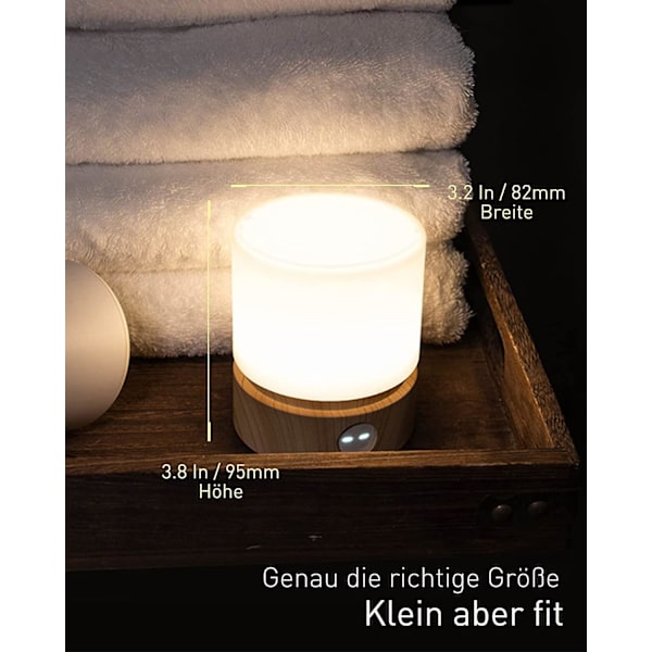 Nattlys med timer, LED-sengelampe, baby still lampe, trestruktur, dimmer