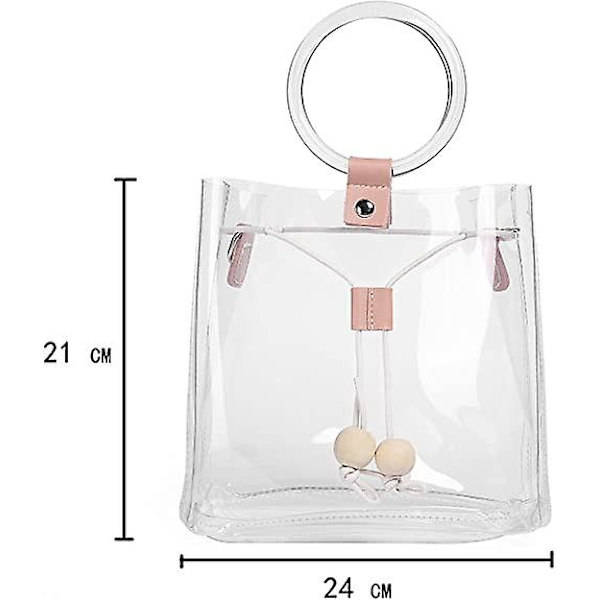 Snygg och elegant vattentät genomskinlig tote-väska för strand, axelremsväska, handväska, rosa