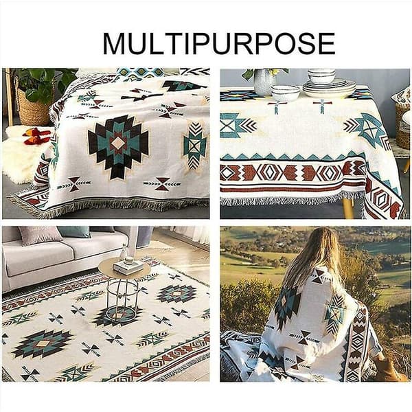 One Piece Etnisk Amerikansk Ternet Sofatæppe Strikket Fuld Betræk Sukker Jacquard Sofatæppe -9090cm