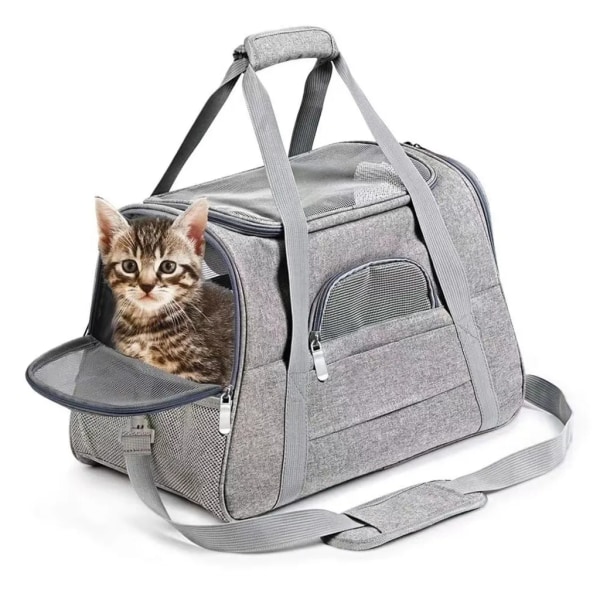 Husdjursväska, katt- och hundväska, väska för husdjursbilar som andas