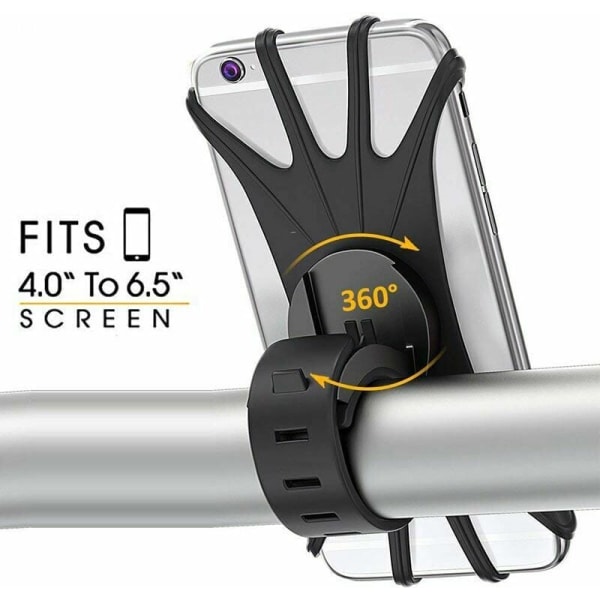 Cykeltelefonhållare, Motorcykeltelefonhållare, 360° roterande justerbar silikon Motorcykelcykelstyre Cykelhållare för alla 4,7-6,5 tums smartphones