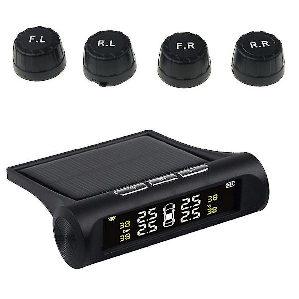 USB eller Solcellsladdning Bil TPMS Däcktrycksövervakningssystem HD