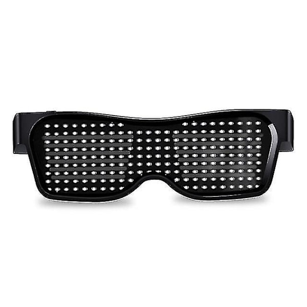 App-styrede Bluetooth LED-festbriller med tilpassede sprog, USB-opladning, blinkende lysende briller, julekoncertsolbriller (hvid)