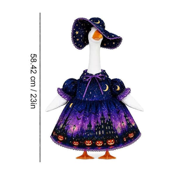 Halloween-heksedrakt for 58 cm gåsestatue til verandaen