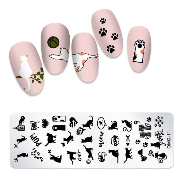 Rektangulära nail art med kattmall Bildplatta Nails Art Verktyg för gör-det-själv-naglar dekoration