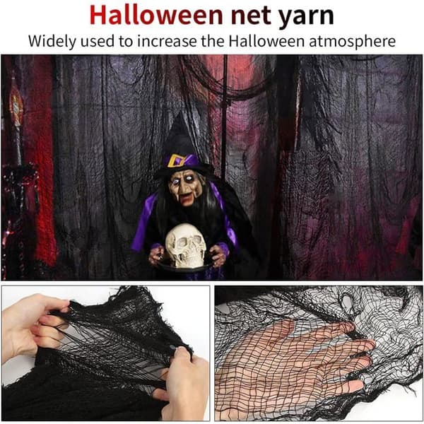 Halloweenstoff - Spooky Gasbind 500cm - Svart - Festdekorasjon